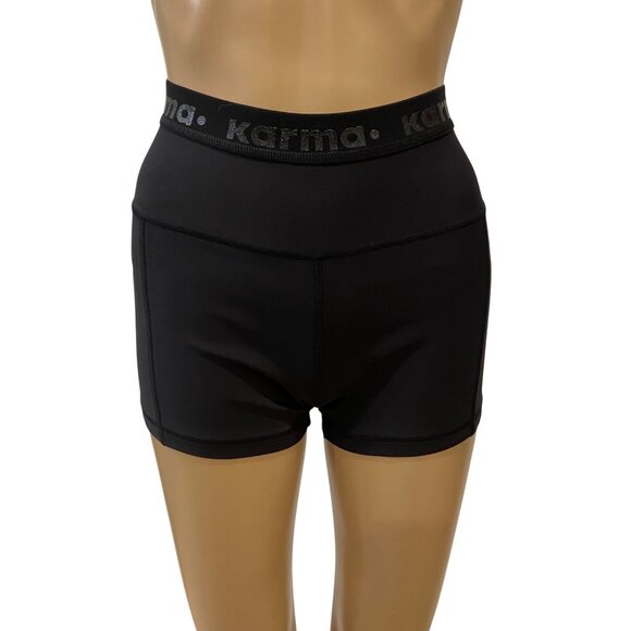 Karma Athletics Womens Ali Black High-Waist Fitness Shorts XS - Picture 10 of 15
